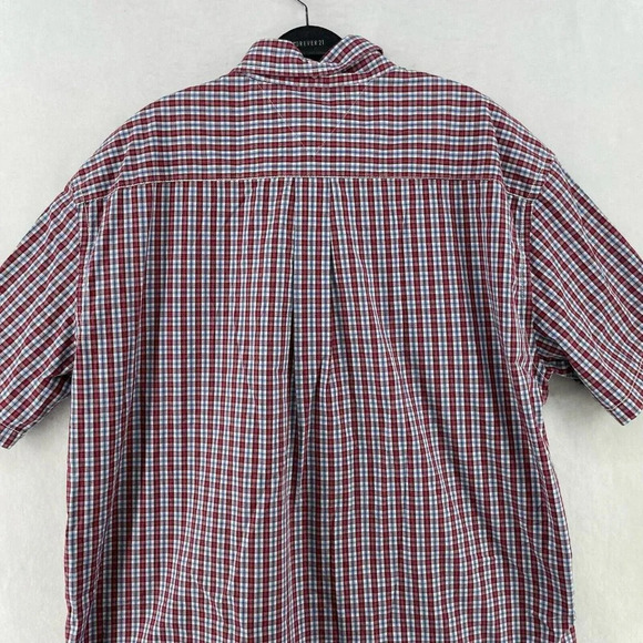 Tommy Hilfiger Button-Down Shirt Men's Sz XXL Red Blue Plaid Collared Pocket - Picture 8 of 10